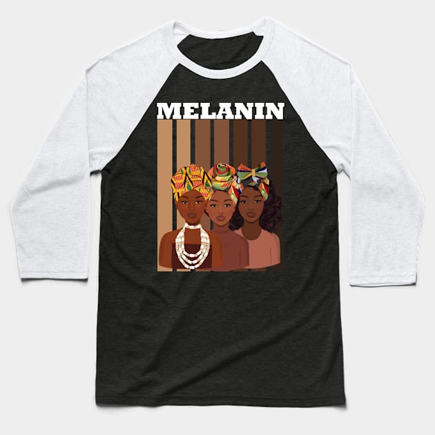 Melanin Afro Queens Black Pride Baseball T-Shirt by Merchweaver